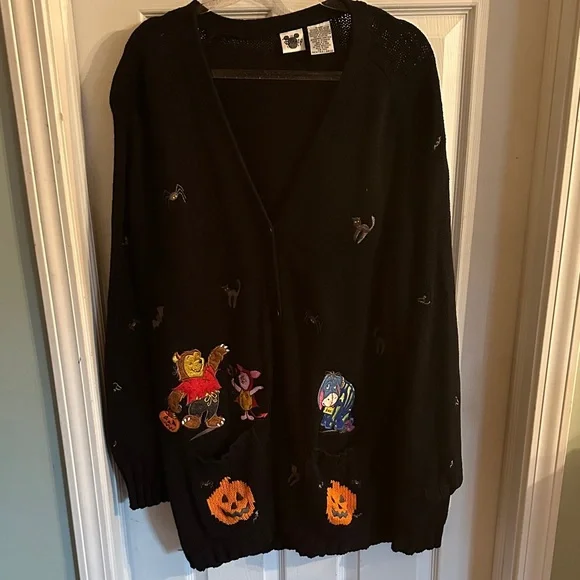EUC Disney Catalog 3XL Halloween Winnie the Pooh button down Cardigan Sweater - Picture 1 of 5
